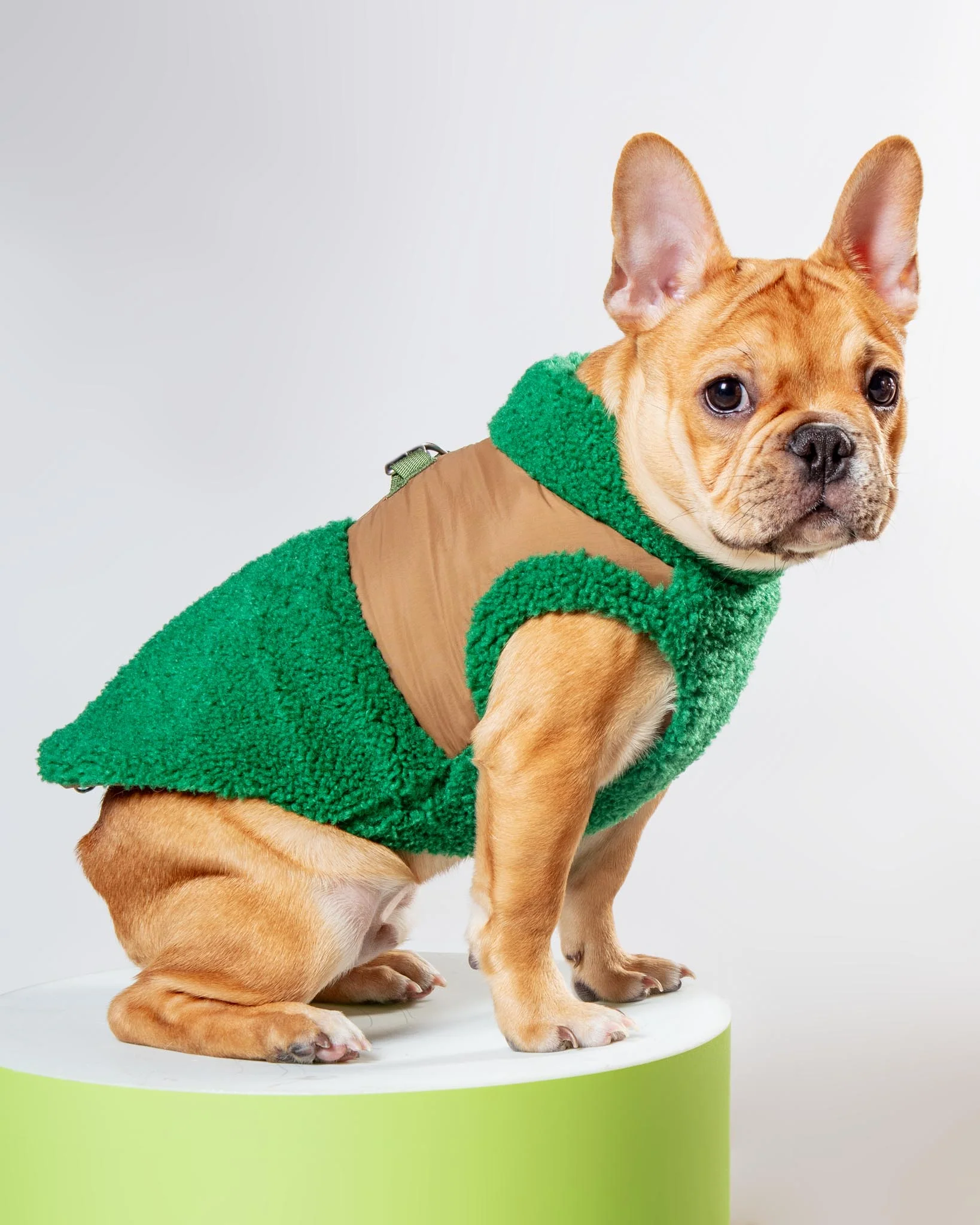 Zip-Up Sherpa Harness Vest in Forest Green - Image 2