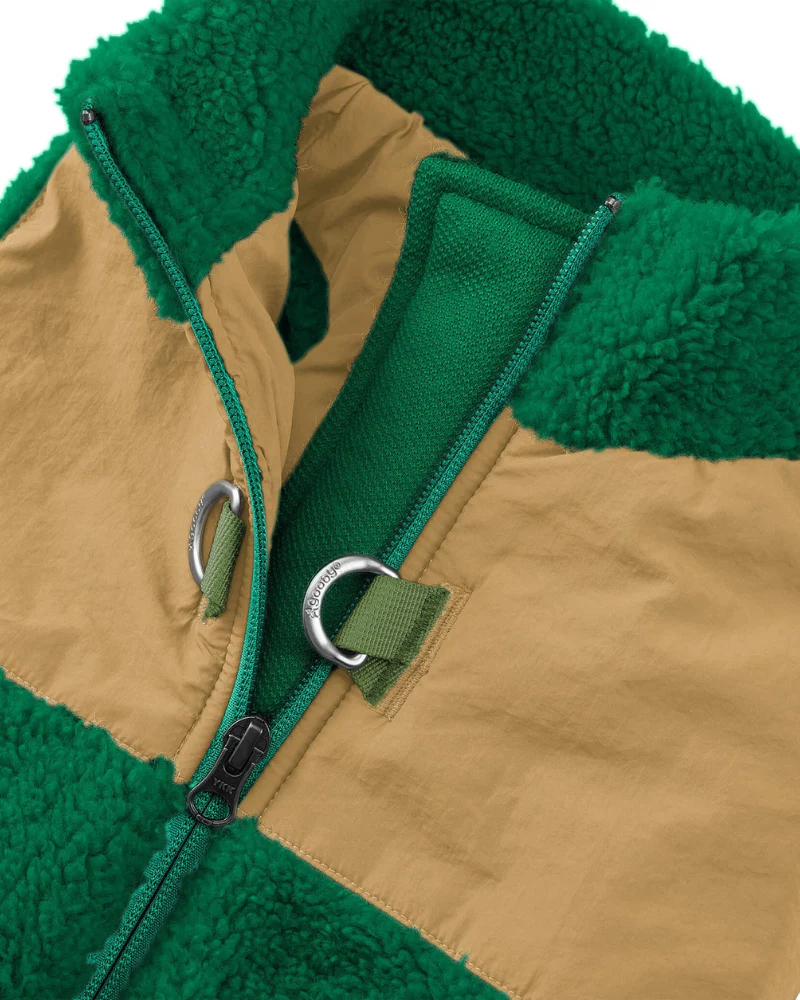 Zip-Up Sherpa Harness Vest in Forest Green - Image 8