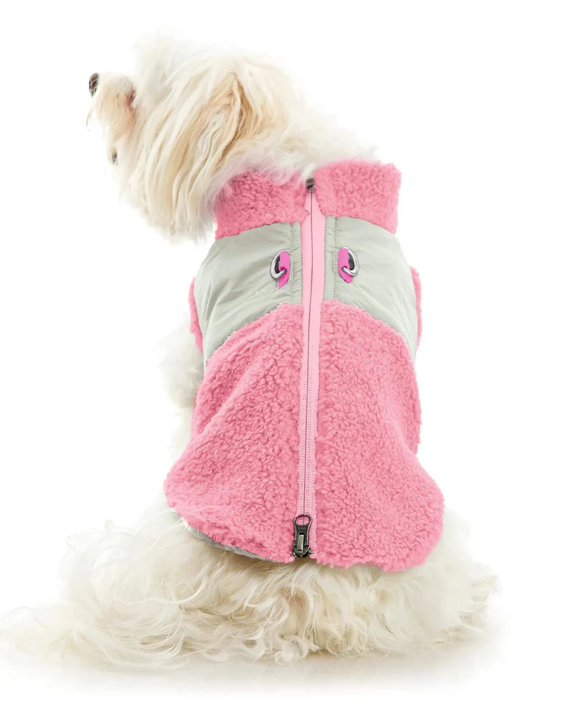Zip-Up Sherpa Harness Vest in Petal Pink - Image 3