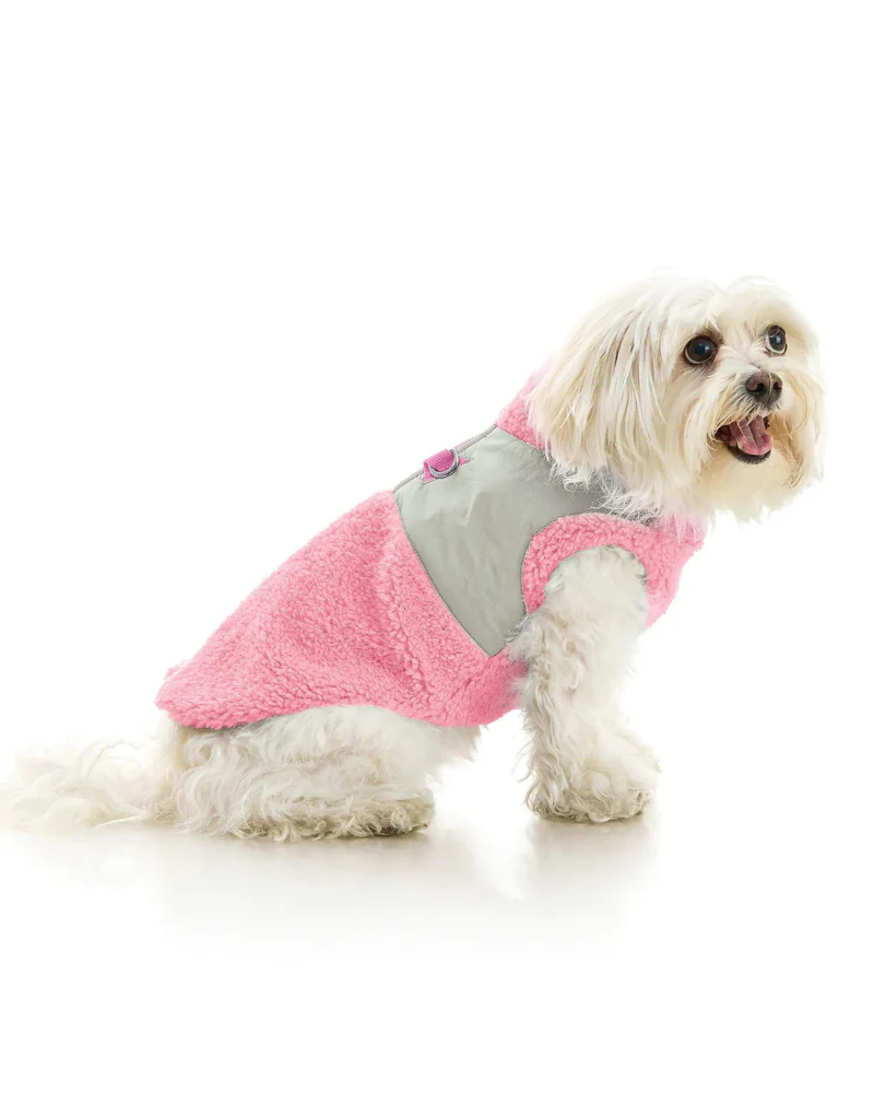 Zip-Up Sherpa Harness Vest in Petal Pink - Image 5