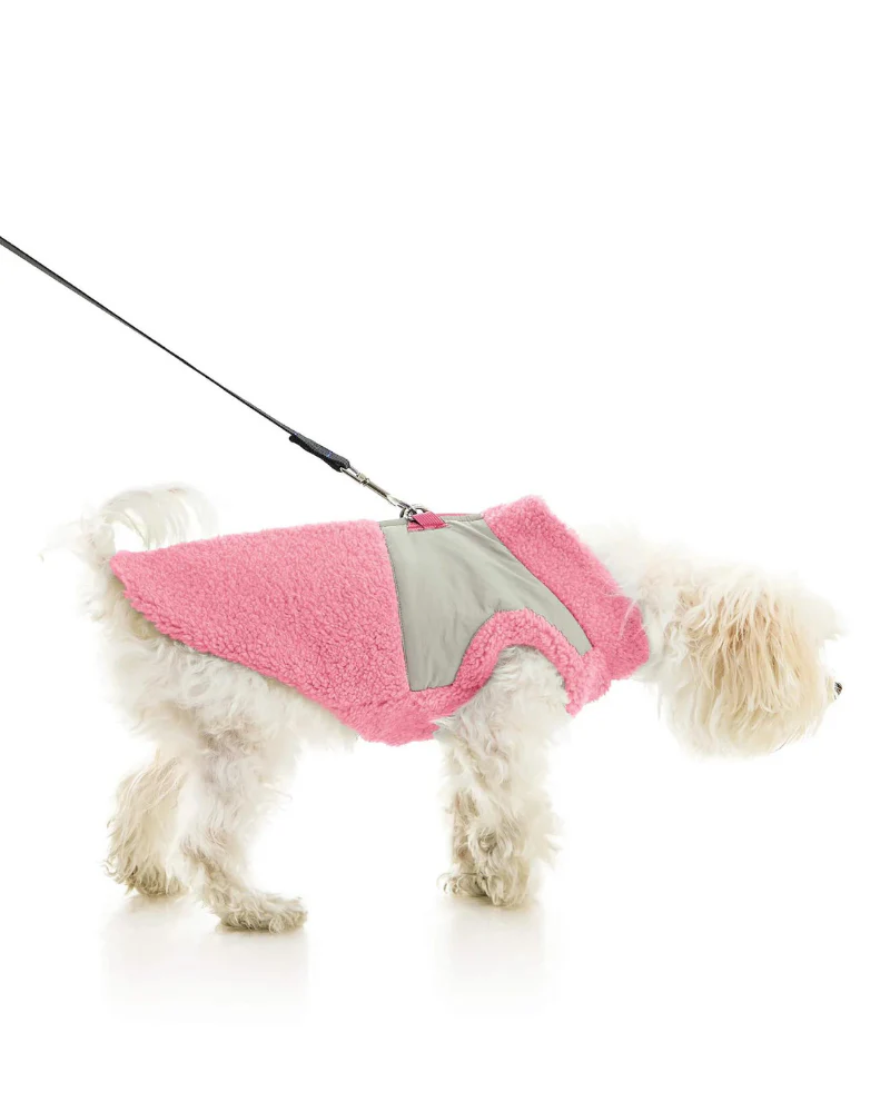 Zip-Up Sherpa Harness Vest in Petal Pink - Image 7