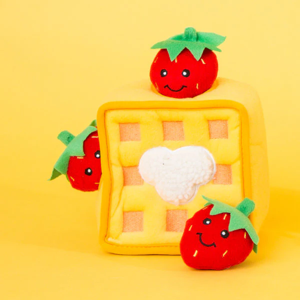 ZIPPY PAWS | Strawberry Waffles Interactive Plush Toy - Image 2